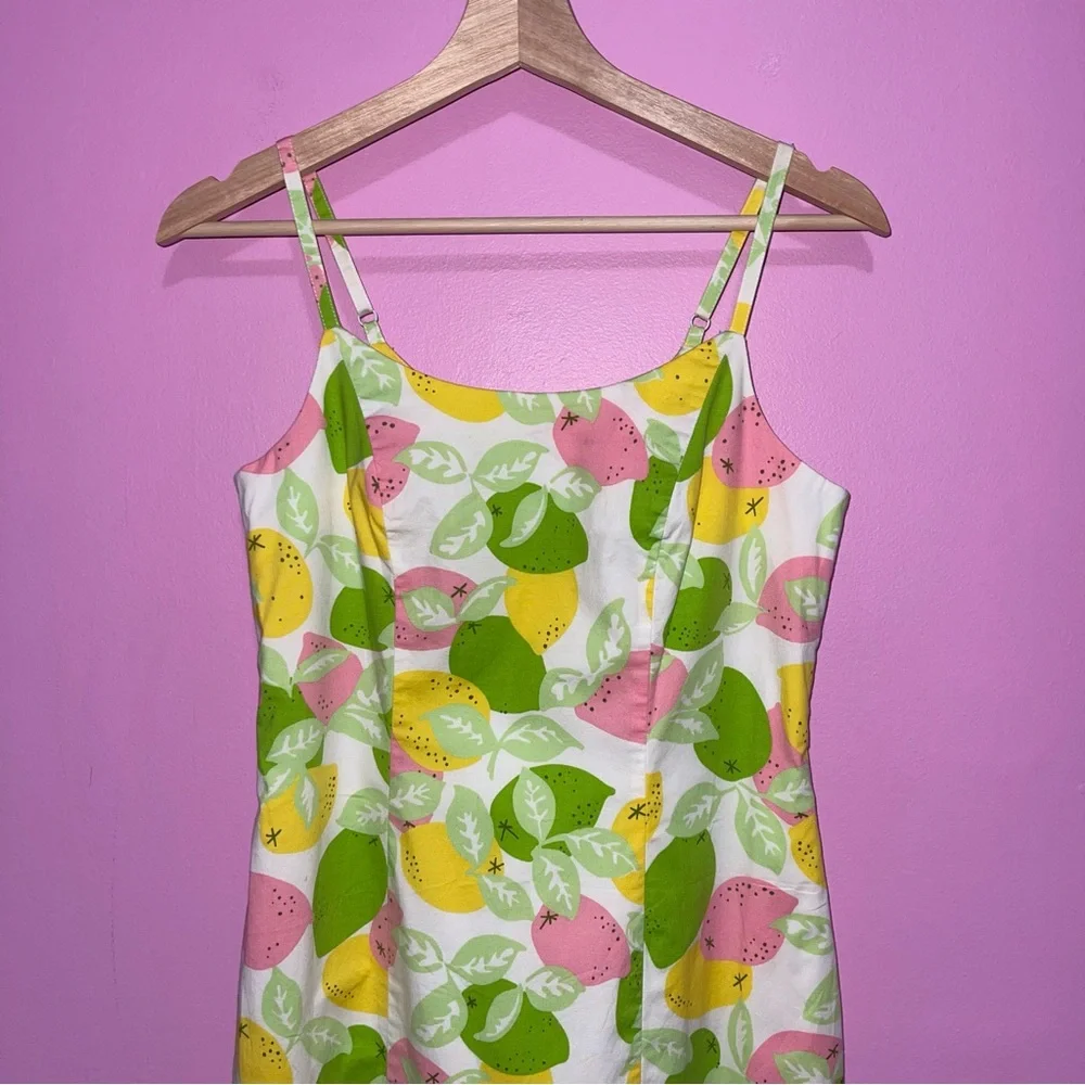 Lilly Pulitzer Mini Dress Women’s Size 4 Vintage Lemon Lime Print 90s - Picture 3 of 8